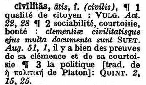 Définition de civilitas dans le Dictionnaire illustré latin-français de Félix Gaffiot