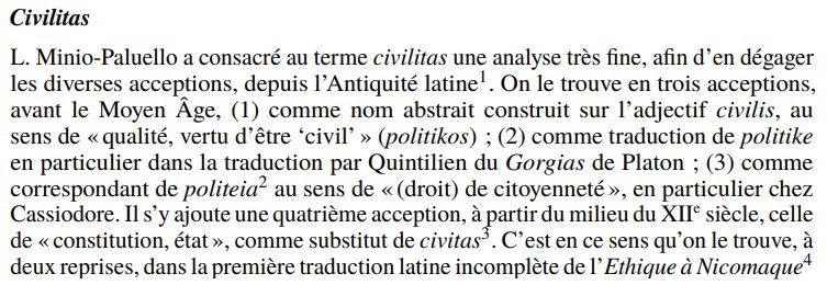 Extrait de l'analyse des acceptions de civilitas par Irène Rosier-Catach